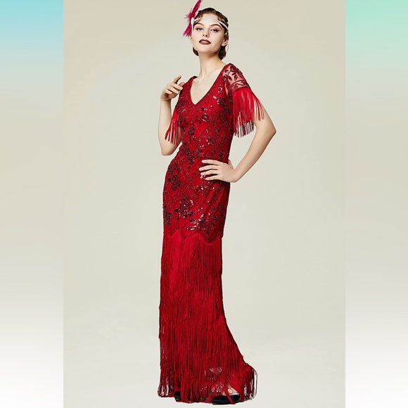 NWT Babeyond red flapper gown - Picture 2 of 11